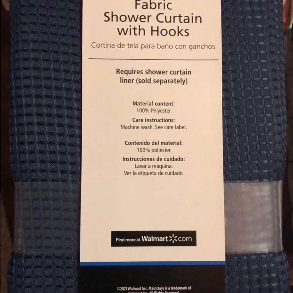 Navy Blue Shower Curtain with Hooks